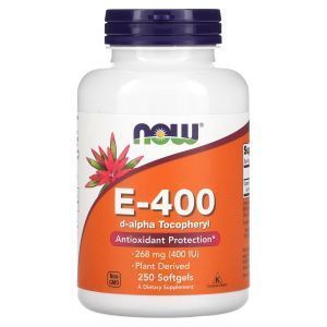 Витамин Е, E-400, Now Foods, 268 мг (400 МЕ), 250 гелевых капсул
