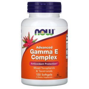 Витамин Е, Gamma E Complex, Now Foods, комплекс, улучшенный, 120 гелевых капсул
