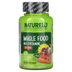 Мультивитамины из цельных продуктов для подростков, Whole Food Multivitamin for Teens, NATURELO, 60 вегетарианских капсул
