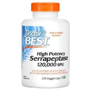 Серрапептаза, Serrapeptase, Doctor's Best, 120.000 SPUs, 270 капсул