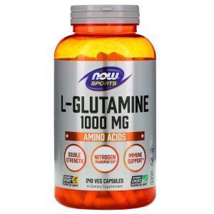 L-глютамин, L-Glutamine, Now Foods, Sports, двойной силы, 1000 мг, 24120 вегетарианских капсул
