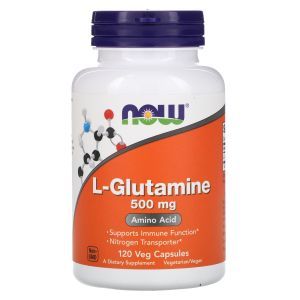 L-глютамин, L-Glutamine, Now Foods, 500 мг, 120 вегетарианских капсул
