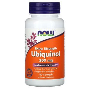 Убихинол (Ubiquinol), Now Foods, 200 мг, 60 капс