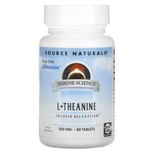 L-Теанин, L-Theanine, Source Naturals, 200 мг, 60 таблеток