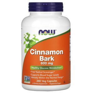 Кора корицы, Cinnamon Bark, Now Foods, 600 мг, 240 капс