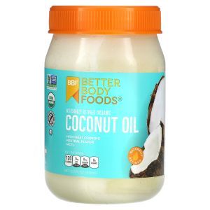Кокосовое масло, Coconut Oil, BetterBody Foods, натуральное, рафинированное, органик, 458 мл
