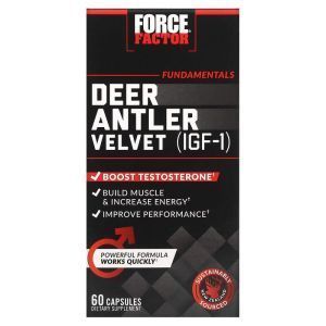 Повышение тестостерона,  Deer Antler Velvet (IGF-1), Force Factor, 60 капсул
