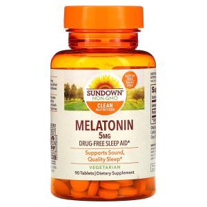 Мелатонин, Melatonin, Sundown Naturals, 5 мг, 90 таблеток 