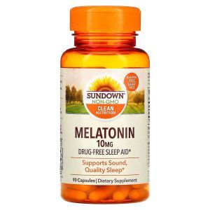 Мелатонин, Melatonin, Sundown Naturals, 10 мг, 90 капсул