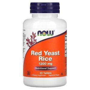 Красный дрожжевой рис, Red Yeast Rice, Now Foods, 1200 мг, 60 таблеток
