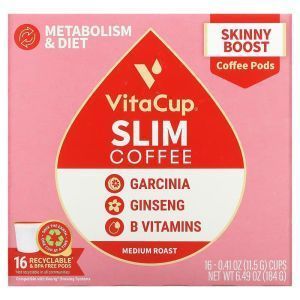 Кофе в капсулах с гарцинией камбоджийской и женьшенем, Slim Coffee Pods, VitaCup, средней обжарки, 16 шт. по 11.5 г