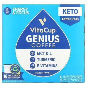 Кофе в капсулах с маслом MCT, куркумой, корицей и витаминами B & D3, Genius Coffee Pods, VitaCup, средней обжарк. по 12 г