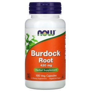 Корень лопуха, Burdock Root, Now Foods, 430 мг, 100 вегетарианских капсул