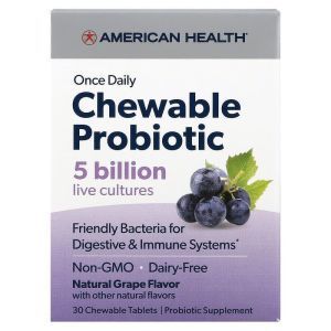 Пробиотик, Chewable Probiotic, American Health, вкус винограда, 5 млрд. КОЕ, 30 жевательных таблеток