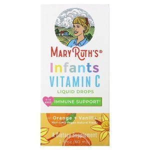 Витамин С для младенцев, Infants Vitamin C, MaryRuth Organics, капли, от 0 до 12 месяцев, апельсин + ваниль, 60 мл
