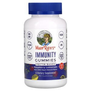 Иммунная поддержка с пектином, Immunity Gummies, MaryRuth Organics, малиновый лимонад, 90 жевательных конфет