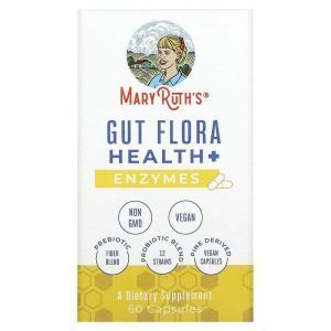 Здоровье микрофлоры кишечника + ферменты, Gut Flora Health + Enzymes, MaryRuth Organics, 60 капсул
