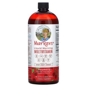 Мультивитамины, Liquid Morning Multivitamin, MaryRuth Organics, утренние, вкус малины, 946 мл 
