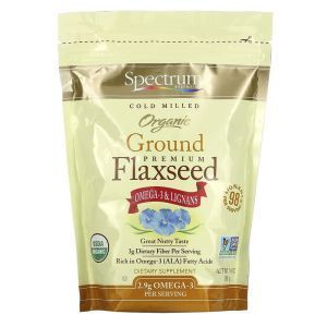 Семена льна, Ground Premium Flaxseed, Spectrum Essentials, органическое, молотое, высшего сорта, 396 г