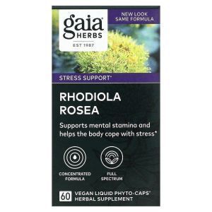 Родиола розовая (Rhodiola Rosea), Gaia Herbs, 60 капсул