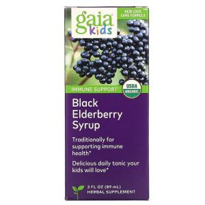 Черная бузина для детей, Black Elderberry Syrup, Gaia Herbs, 89 мл