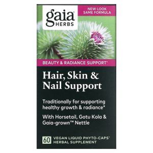 Поддержка кожи, волос, ногтей (Hair, Skin Nail Support), Gaia Herbs, 60 капсул