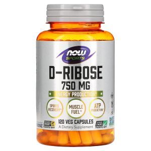 D-рибоза, D-Ribose, Now Foods, Sports, 750 мг, 120 вегетарианских капсул 