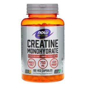 Креатин моногидрат, Creatine Monohydrate, Now Foods, Sports, 750 мг, 120 вегетарианских капсул 