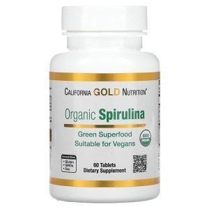 Спирулина,  Spirulina, California Gold Nutrition, органик, 500 мг, 60 таблеток