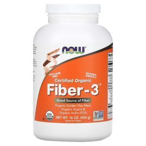 Волокна акации, Fiber-3, Now Foods, органический порошок, 454 гр