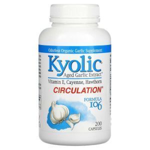 Экстракт чеснока, улучшение кровообращения, Garlic Circulation, Wakunaga - Kyolic, формула 106, 200 капсул