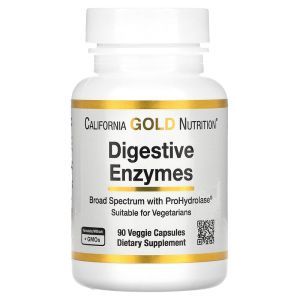 Пищеварительные ферменты, Digestive Enzymes, California Gold Nutrition, широкий спектр действия, 90 капсул
