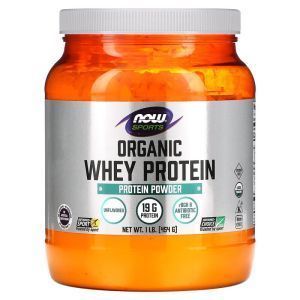 Сывороточный протеин, Whey Protein, Now Foods, Sports, органик, без вкуса, 454 г
