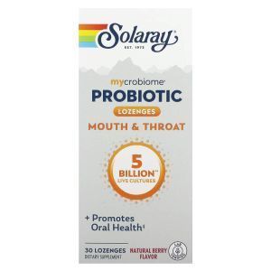 Пробиотик для полости рта и горла, Mycrobiome Probiotic, Mouth & Throat, Solaray, 30 леденцов