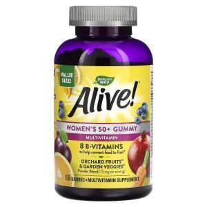 Мультивитамины для женщин старше 50 лет,  Women's 50+ Gummy, Nature's Way, Alive!, смесь ягод, 150 жевательных таблеток
