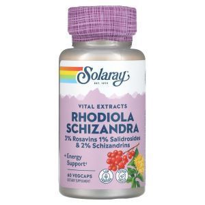 Экстракты родиолы и лимонника, Rhodiola & Schizandra Extracts, Solaray, 500 мг, 60 кап.