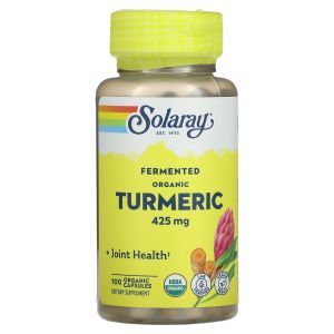 Куркума ферментированная, Turmeric, Solaray, органик, 425 мг, 100 вегетарианских капсул