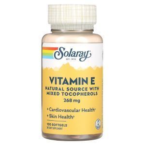 Витамин Е, Vitamin E, Solaray, 268 мг, 100 гелевых капсул