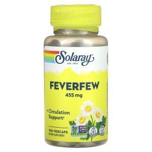 Пиретрум девичий, Organically Grown Feverfew, Solaray, 455 мг, 100 кап.