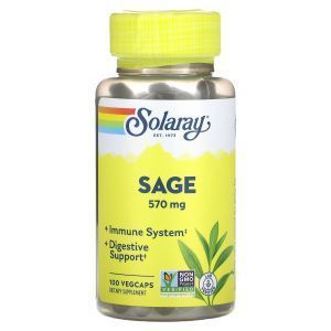 Шалфей, Sage, Solaray, органик, 285 мг, 100 капсул