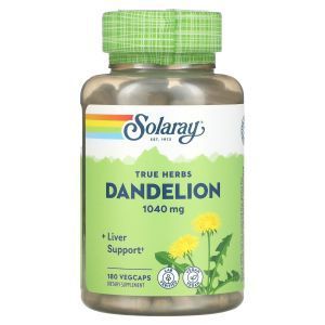 Одуванчик, Dandelion, Solaray, 520 мг, 180 вегетарианских капсул
