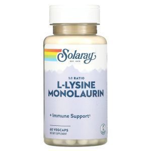 L-лизин монолаурин, L-Lysine Monolaurin, Solaray, 60 вегетарианских капсул