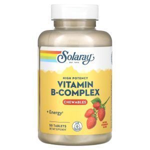Комплекс витаминов группы В, B-Complex Chewable, Solaray, вкус клубники, 50 таблеток (Default)