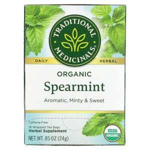 Трав'яний чай м'ята, Organic Spearmint, Traditional Medicinals, 16 пакетів по 28 г