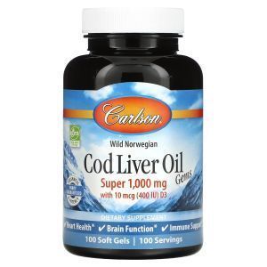 Рыбий жир из печени трески, Cod Liver Oil, Carlson Labs, 1000 мг, 100 кап