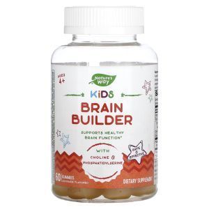 Поддержка функций мозга, Kids Brain Builder, Nature's Way, для детей от 4 лет, вкус лимонада, 60 жевательных конфет
