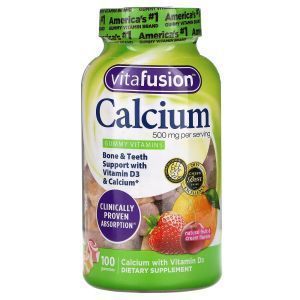 Кальций, Calcium, VitaFusion, фруктовые и сливочные вкусы, 250 мг, 100 жевательных конфет