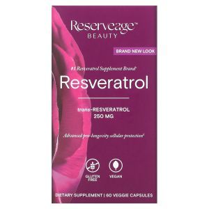 Ресвератрол, Resveratrol, ReserveAge Nutrition, 250 мг, 60 вегетарианских капсул