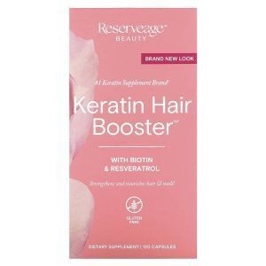 Кератин, усилитель для волос, Keratin Hair Booster, ReserveAge Nutrition, с биотином и ресвератролом, 120 капсул