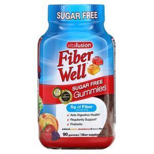 Клетчатка со вкусом персика и клубники, Fiber Well, VitaFusion, 90 жевательных конфет